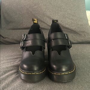 Dr. Martens Black Evee Sendal Leather Heeled Shoes